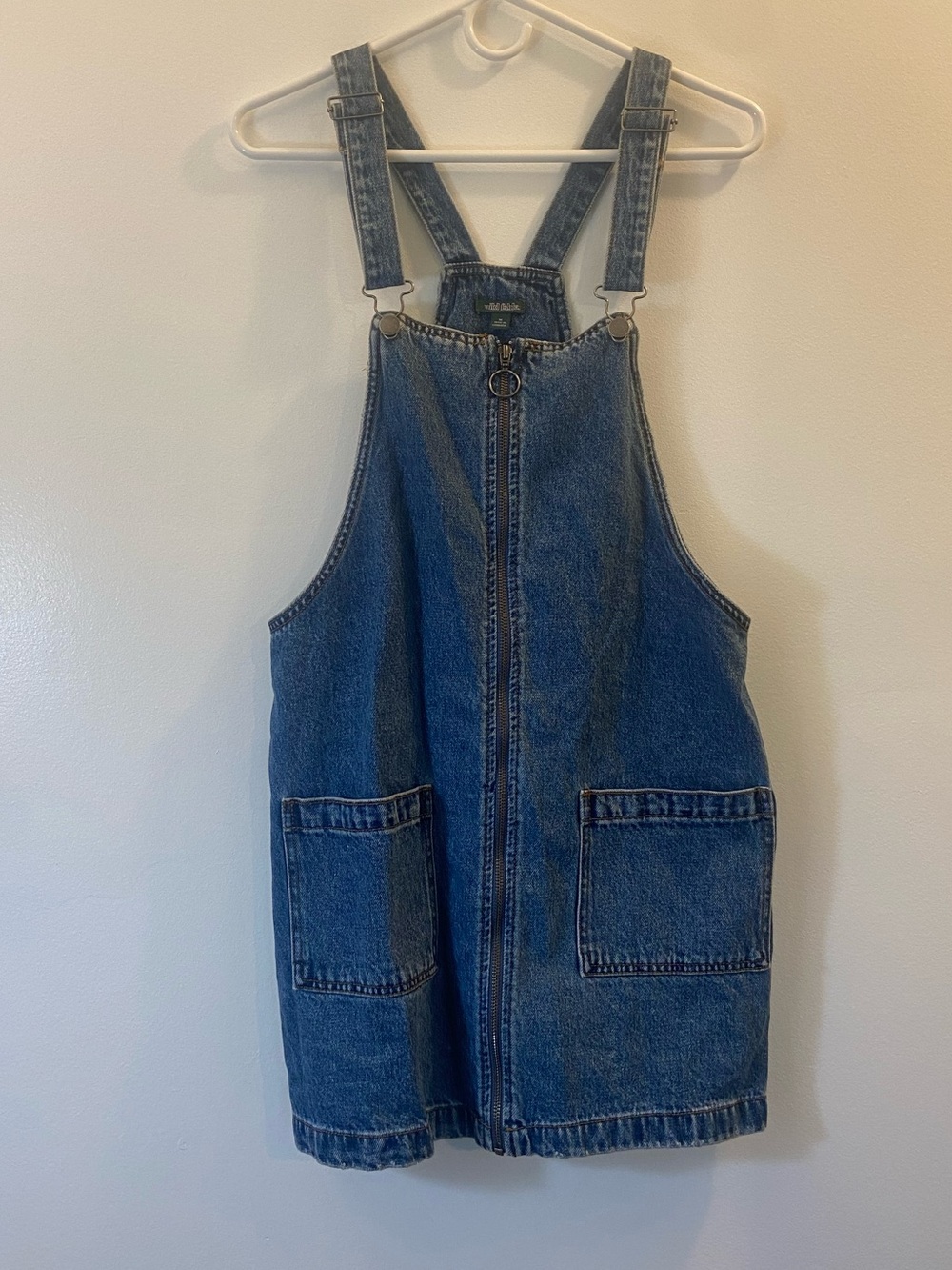 Wild Fable Denim Overall Dress with Front Zip and Pockets